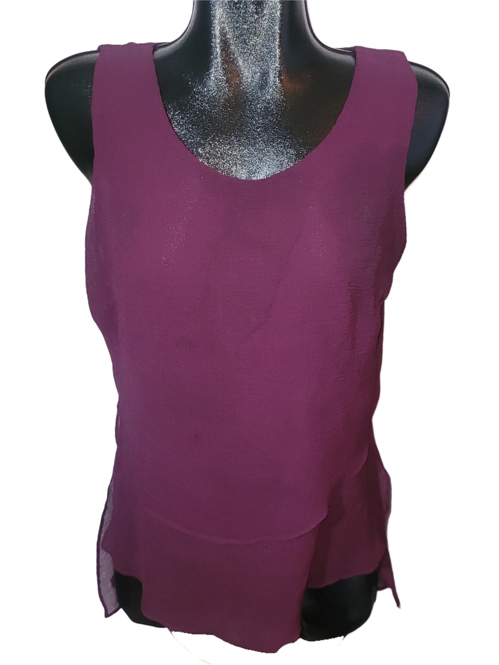 Suzy Shier Sleeveless Layered Plum High-Low Women's Tank Top Size M